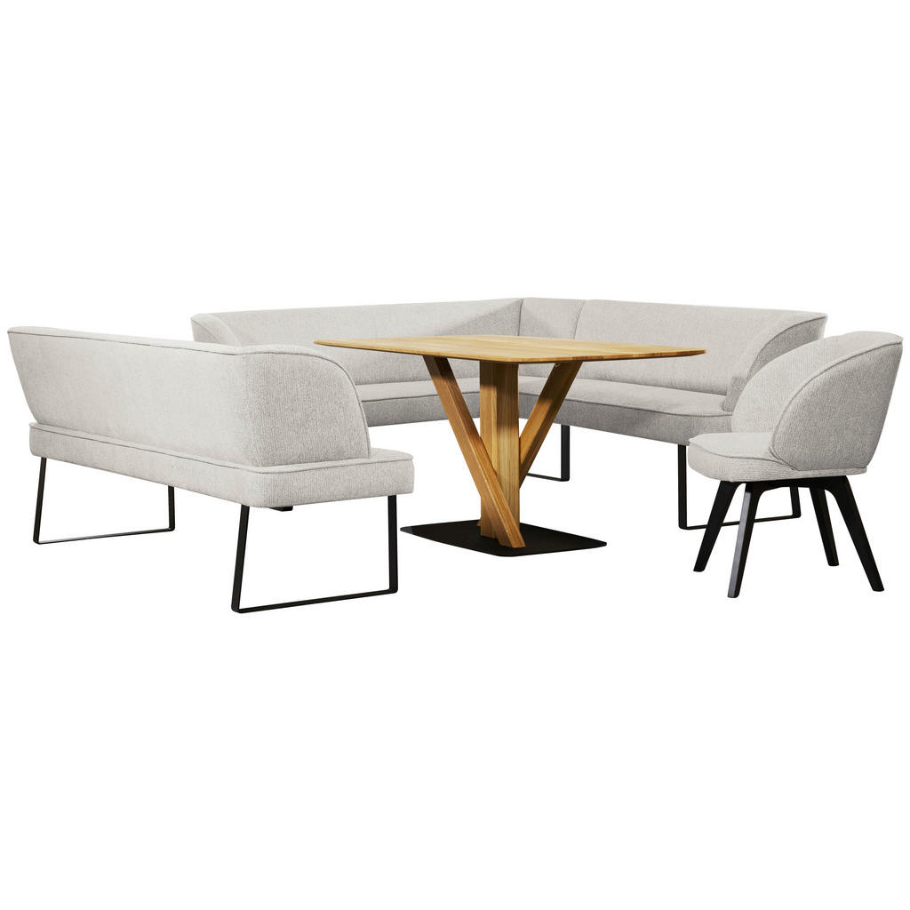 Thumbnail - Novel Eckbank, Schwarz, Hellgrau, Metall, Textil, Eckteil, 223x189 cm, Stoffauswahl, seitenverkehrt erhältlich, mit Rück...