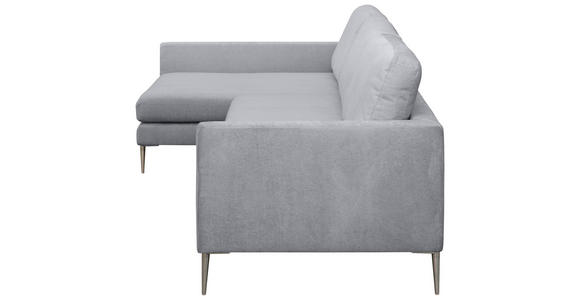 ECKSOFA Grau Chenille Rückenkissen, Rücken echt  - Silberfarben/Grau, KONVENTIONELL, Textil/Metall (143/284cm) - Carryhome