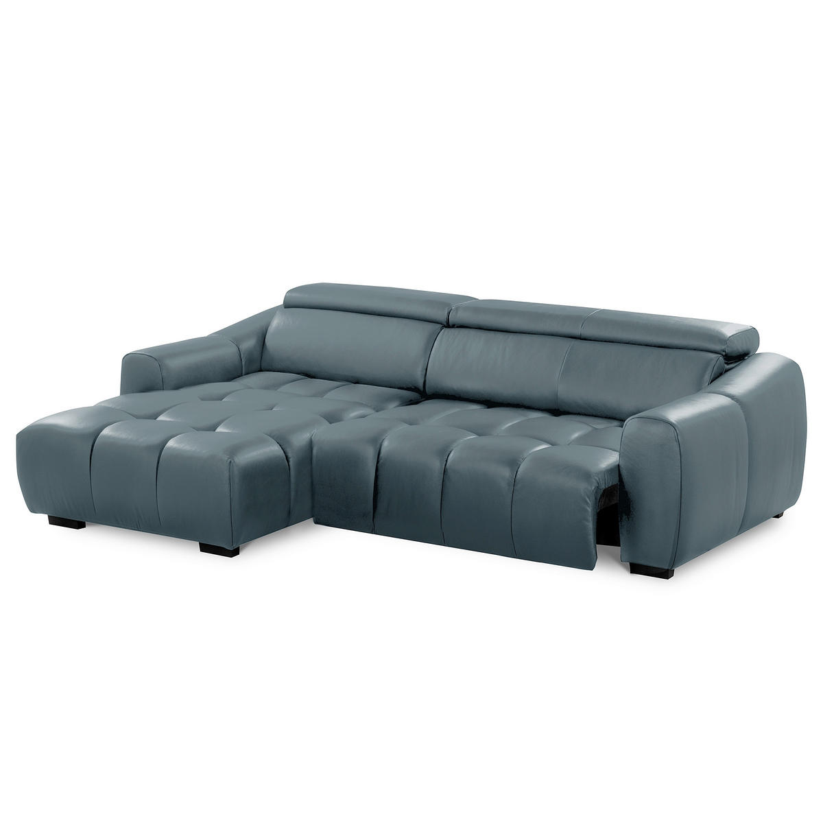 ECKSOFA  Echtleder Dunkelblau  - Schwarz/Dunkelblau, Design, Leder/Kunststoff (177/274cm) - Livetastic