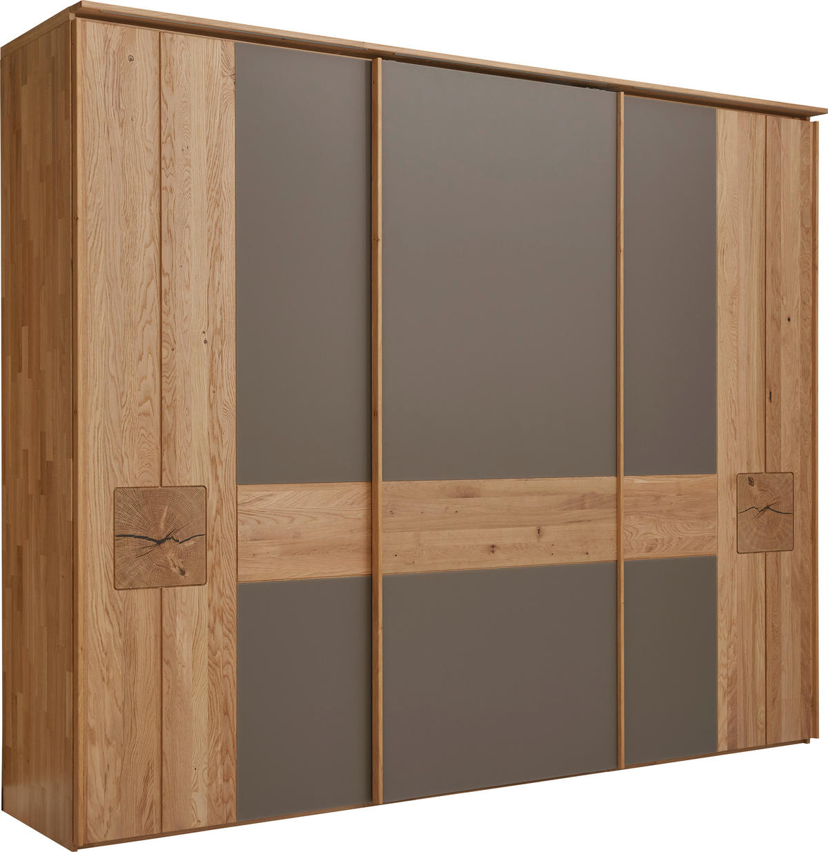 SCHIEBETÜRENSCHRANK 301,9/240,3/67,2 cm 3-türig Braun, Eichefarben  - Eichefarben/Braun, Design, Glas/Holz (301,9/240,3/67,2cm) - Valnatura