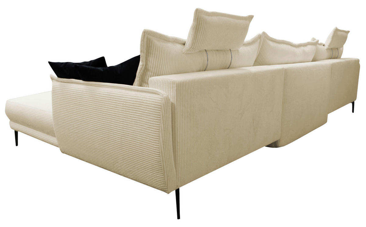 WOHNLANDSCHAFT NUOVO U Beige Cord  - Beige/Schwarz, Design, Textil/Metall (194/360/194cm) - MID.YOU