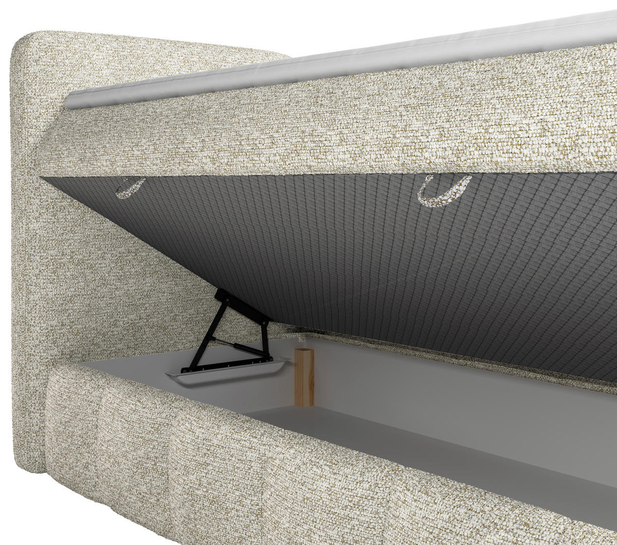 BOXBETT 140/200 cm,  in Naturfarben, Bettkasten, Topper, Matratzen, H3 = fest  - Schwarz/Naturfarben, KONVENTIONELL, Kunststoff/Textil (140/200cm) - Carryhome
