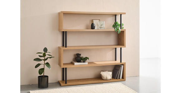 REGAL Schwarz, Eichefarben  - Eichefarben/Schwarz, Basics, Holzwerkstoff/Metall (156/165/35cm) - Xora