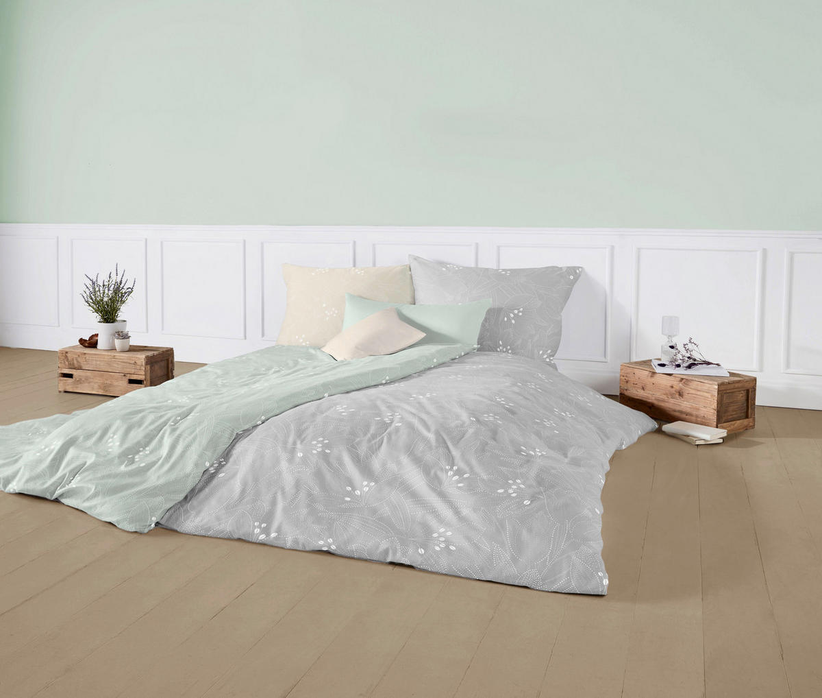 POSTELJINA MODERN LIFE B 140/200 cm makosaten siva, bela  - siva/bela, Konvencionalno, tekstil (140/200cm) - Fleuresse