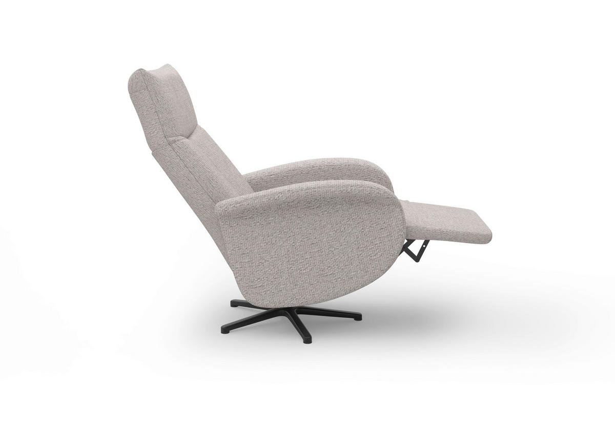 RELAXSESSEL GLENDALE E Chenille Kopfteilverstellung, Rücken echt    - Silberfarben/Schwarz, KONVENTIONELL, Textil/Metall (75/112/82cm) - Sit & More