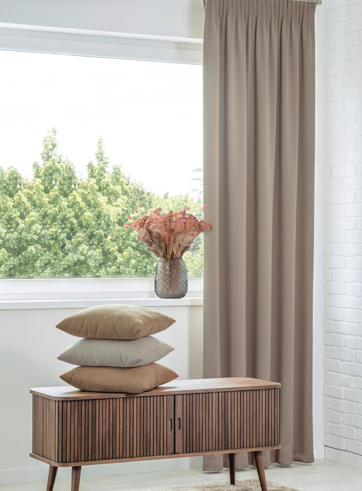 Draperie Confecționată obscuritate  - grej, Basics, textil (140/245cm)