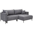 ECKSOFA Dunkelgrau Velours  - Dunkelgrau/Schwarz, KONVENTIONELL, Textil/Metall (226/155cm) - Carryhome
