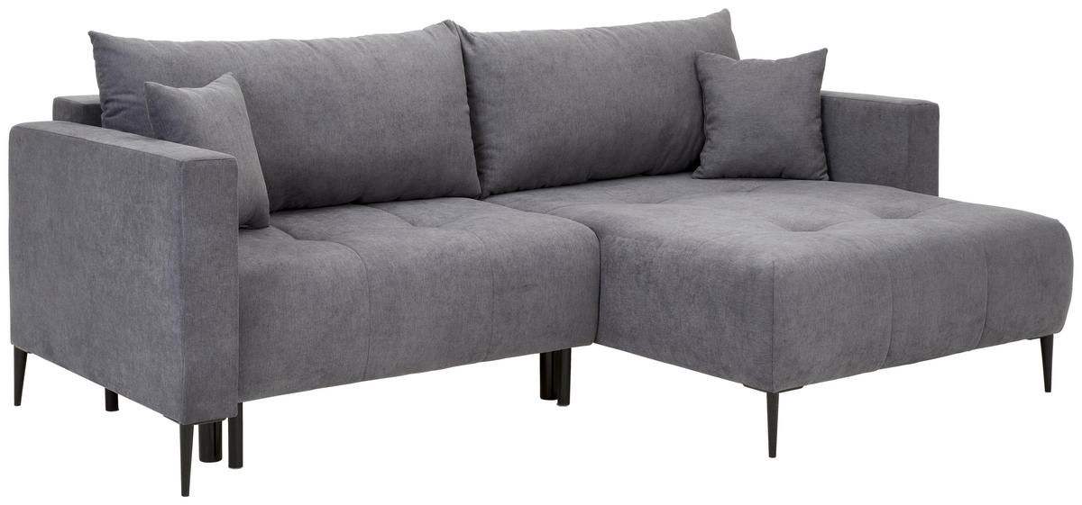 KUTNA GARNITURA tekstil  tamno siva   - tamno siva/crna, Konvencionalno, tekstil/metal (226/155cm) - Carryhome