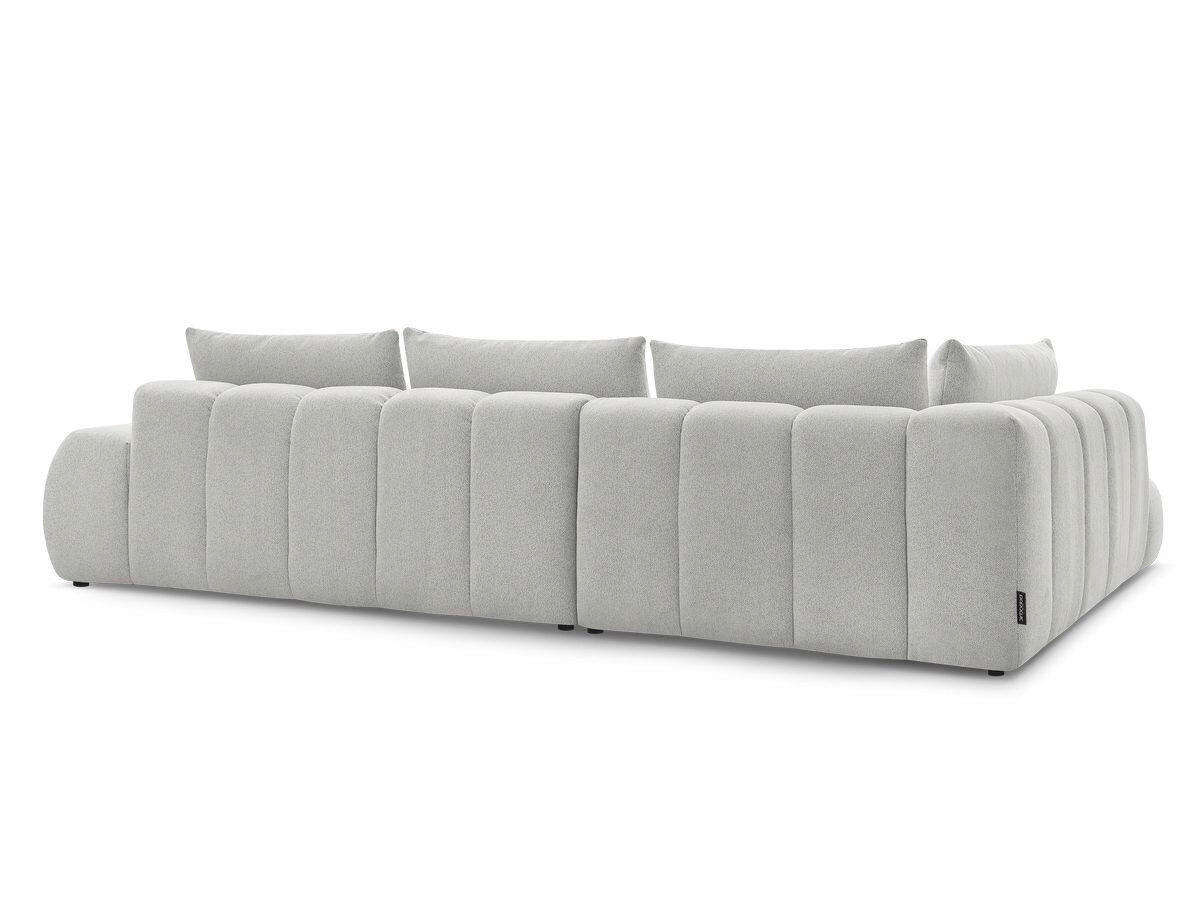 ECKSOFA Ottomane links  EVEREST Hellgrau Flachgewebe  - Hellgrau/Schwarz, MODERN, Kunststoff/Textil (210/352cm)