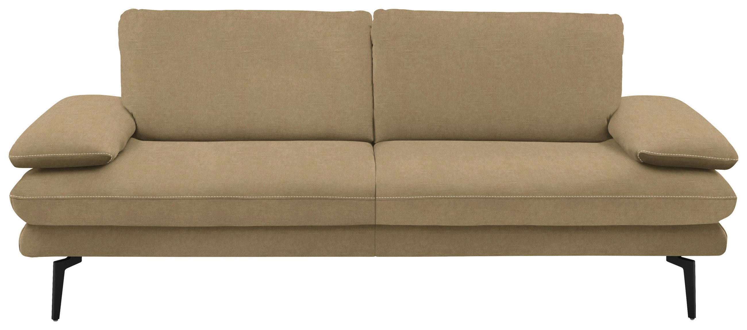 3-SITZER-SOFA in Velours Cappuccino  - Beige/Schwarz, Design, Textil/Metall (222/89/104cm) - Dieter Knoll