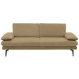 3-SITZER-SOFA in Velours Cappuccino  - Beige/Schwarz, Design, Textil/Metall (222/89/104cm) - Dieter Knoll