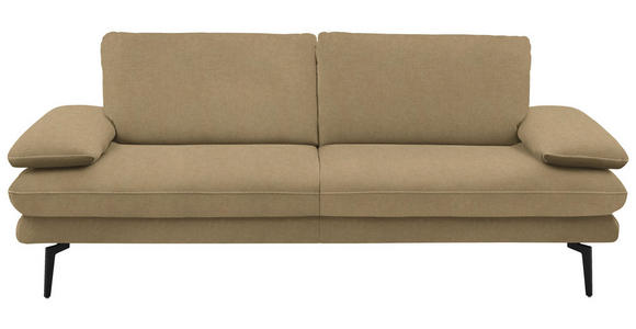 3-SITZER-SOFA in Velours Cappuccino - Beige/Schwarz, Design, Textil/Metall (222/89/104cm) - Dieter Knoll