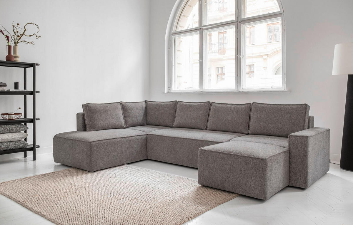 SJEDEĆA GARNITURA tekstil  siva   - bijela/siva, Design, tekstil/plastika (194/322/156cm) - MID.YOU