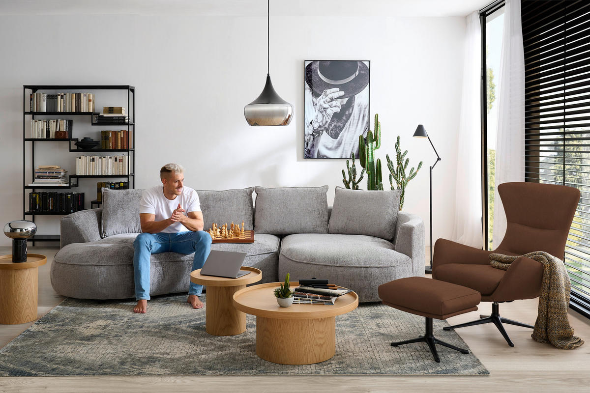 OHRENSESSEL in Braun  - Schwarz/Braun, Design, Leder/Metall (84/104/96cm) - home24