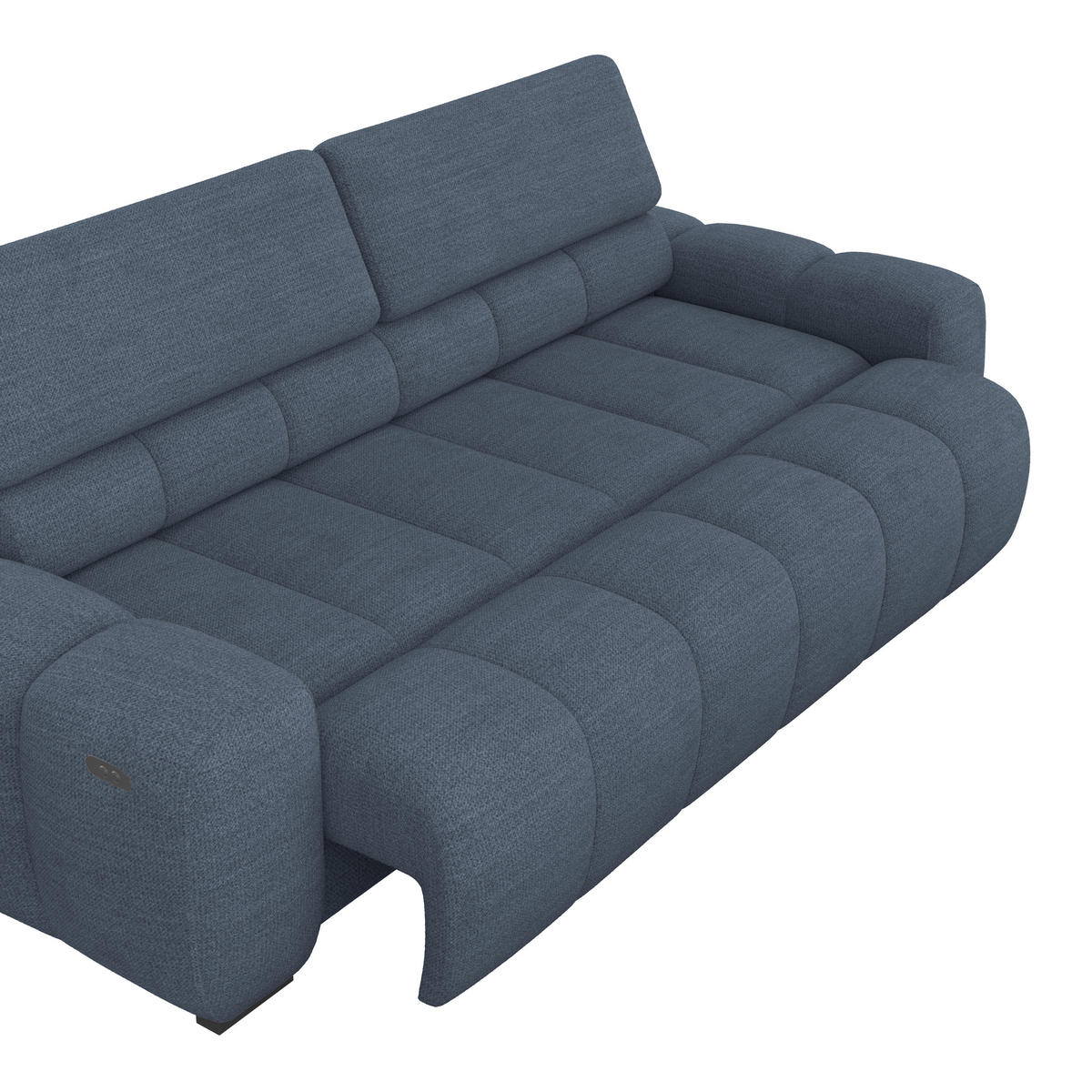 BIGSOFA inkl. mot. Funktion Webstoff Blau  - Blau/Schwarz, Design, Kunststoff/Textil (248/77-97/108cm) - Welnova