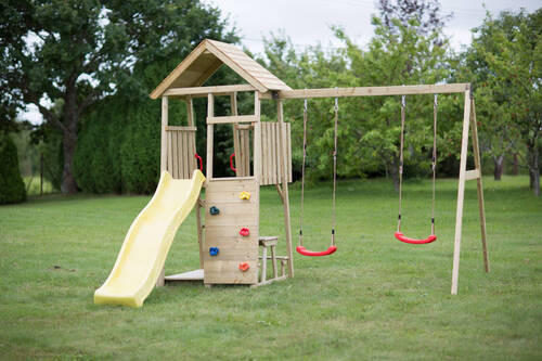 SPIELTURM 340/270/280 cm  - Gelb/Naturfarben, KONVENTIONELL, Holz (340/270/280cm) - Ambia Garden