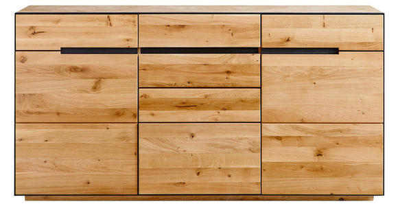 SIDEBOARD Wildeiche furniert, massiv, teilmassiv Eichefarben - Eichefarben/Anthrazit, KONVENTIONELL, Holz/Metall (165/82/42cm) - Linea Natura