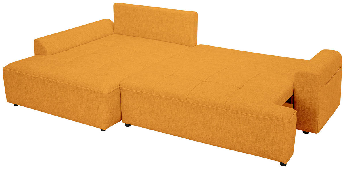 ECKSOFA in Mikrofaser Senfgelb  - Senfgelb/Schwarz, KONVENTIONELL, Kunststoff/Textil (169/295cm) - Carryhome