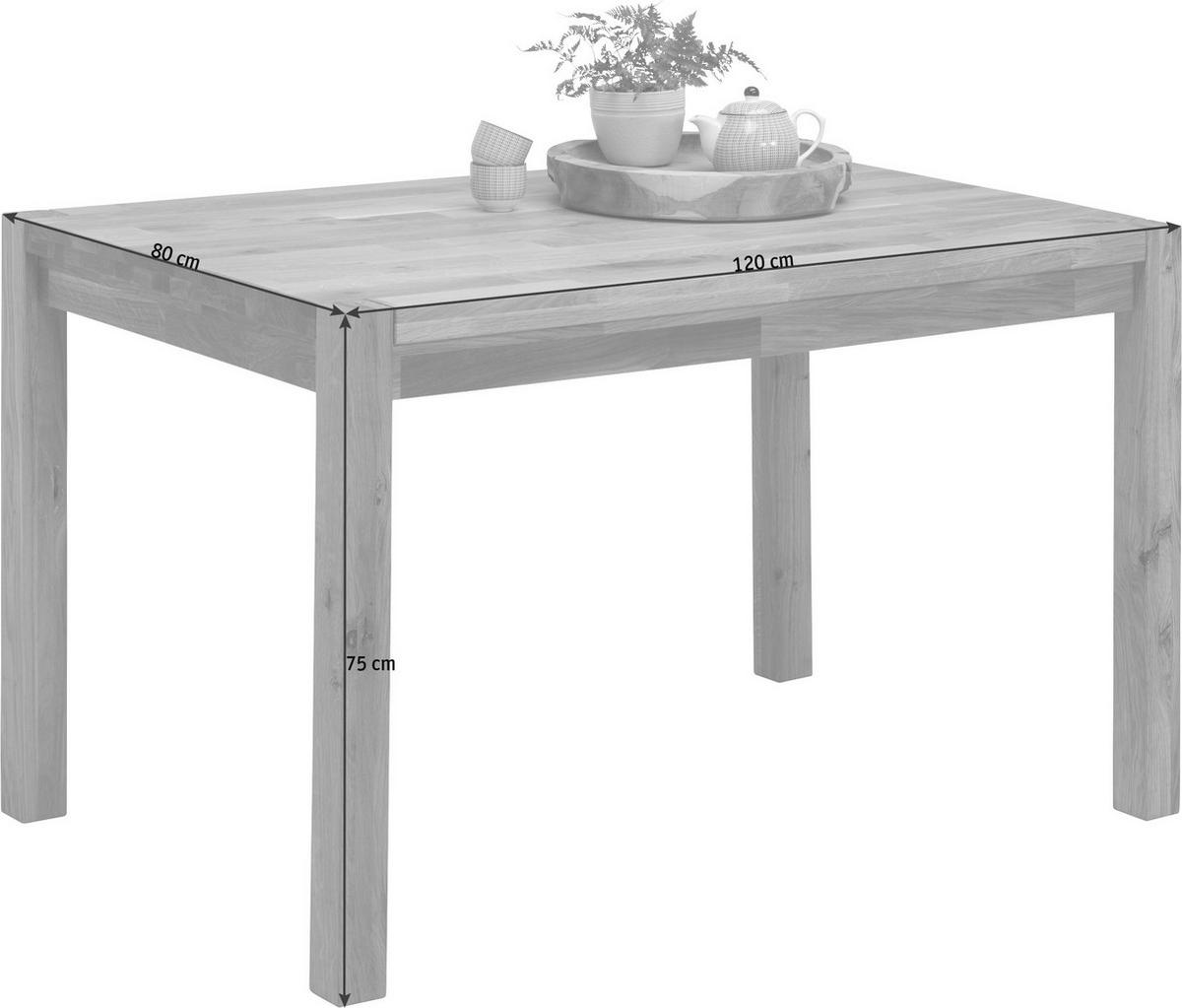 JEDÁLENSKÝ STÔL, divoký dub, farba duba, 120/80/75 cm - farba duba, Konventionell, drevo (120/80/75cm) - Carryhome