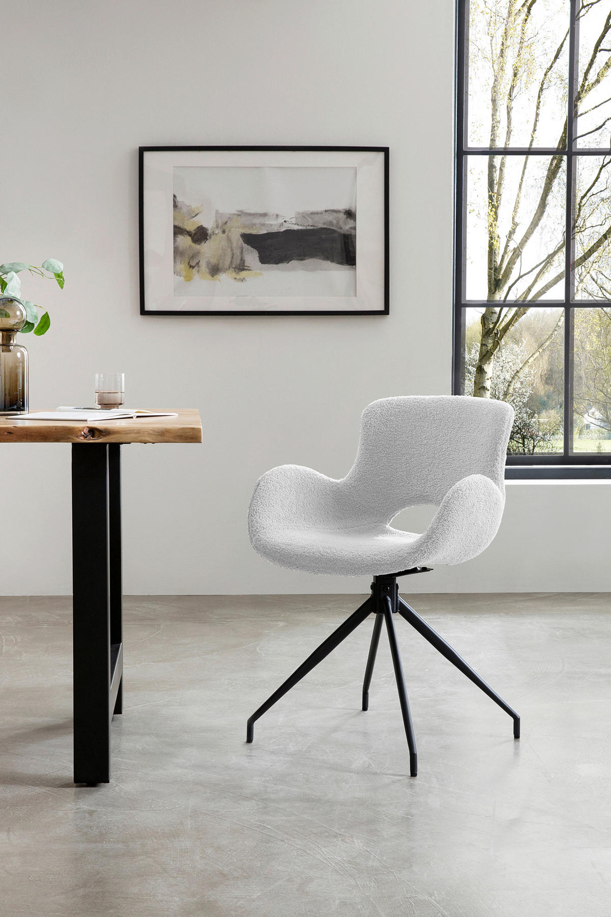 TISCHGRUPPE Naturfarben, Weiß  - Weiß/Naturfarben, MODERN, Holz/Textil (160/85/76,5cm) - Livetastic