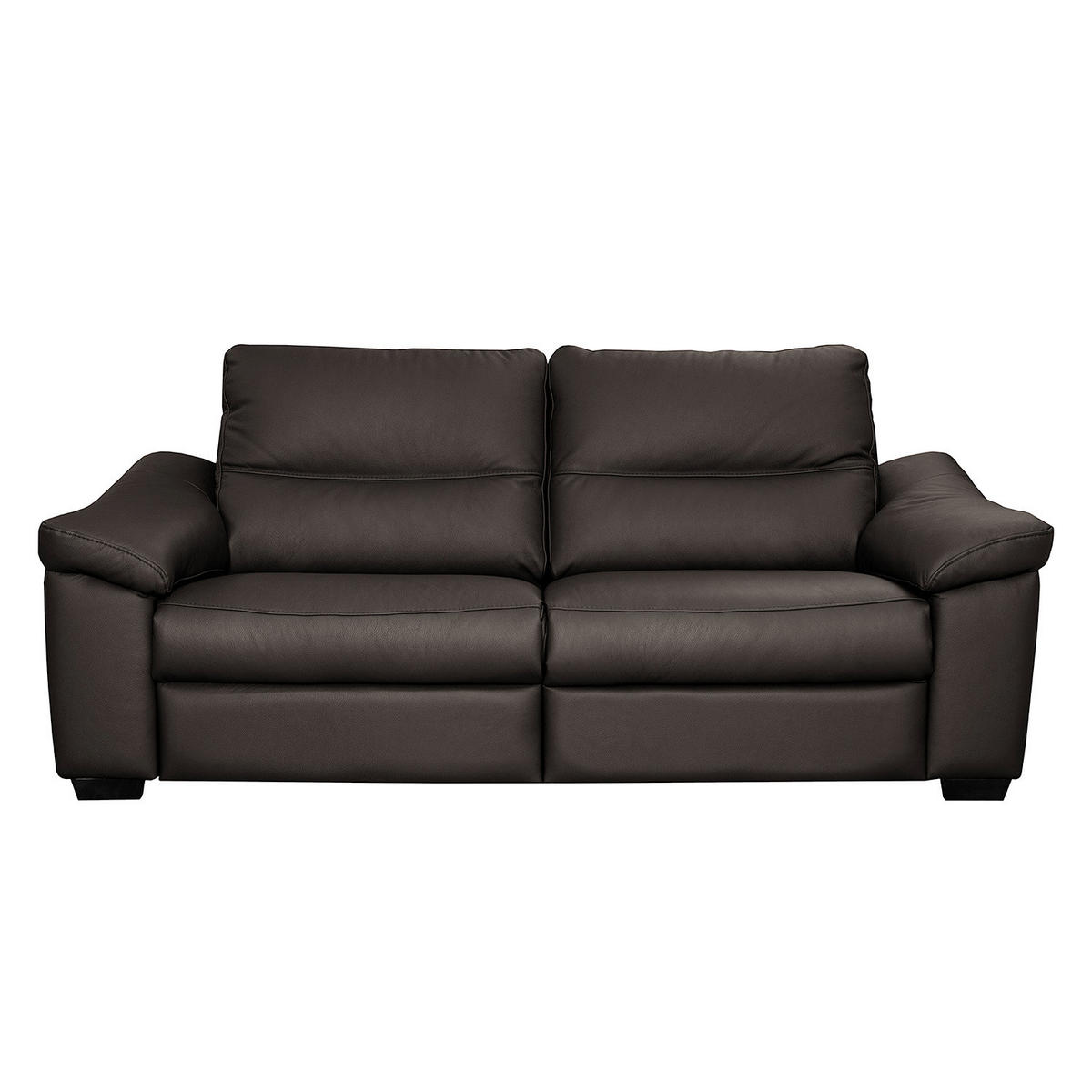 2,5-SITZER Echtleder Braun  - Schwarz/Braun, Design, Leder/Holz (214/97/97cm) - Livetastic