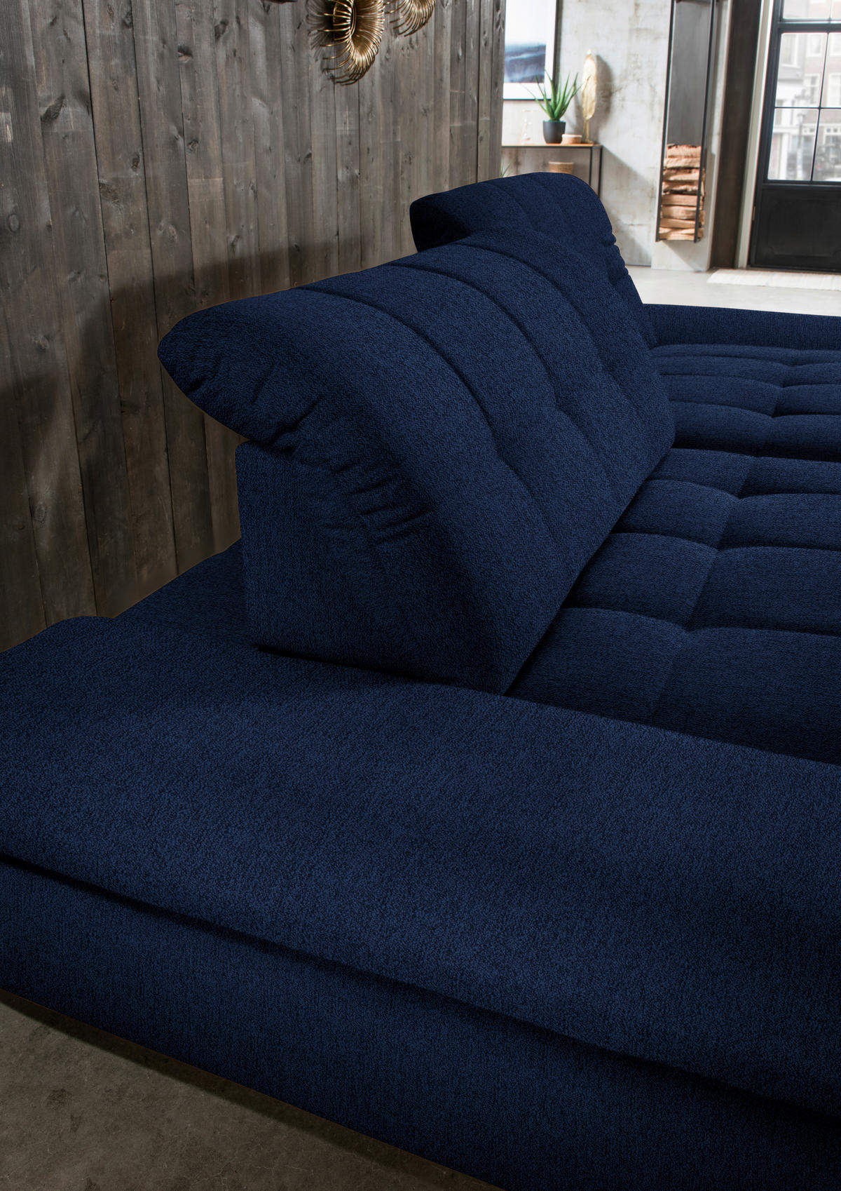 ECKSOFA in Mikrofaser Blau  - Blau/Schwarz, Design, Textil/Metall (290/198cm) - Xora