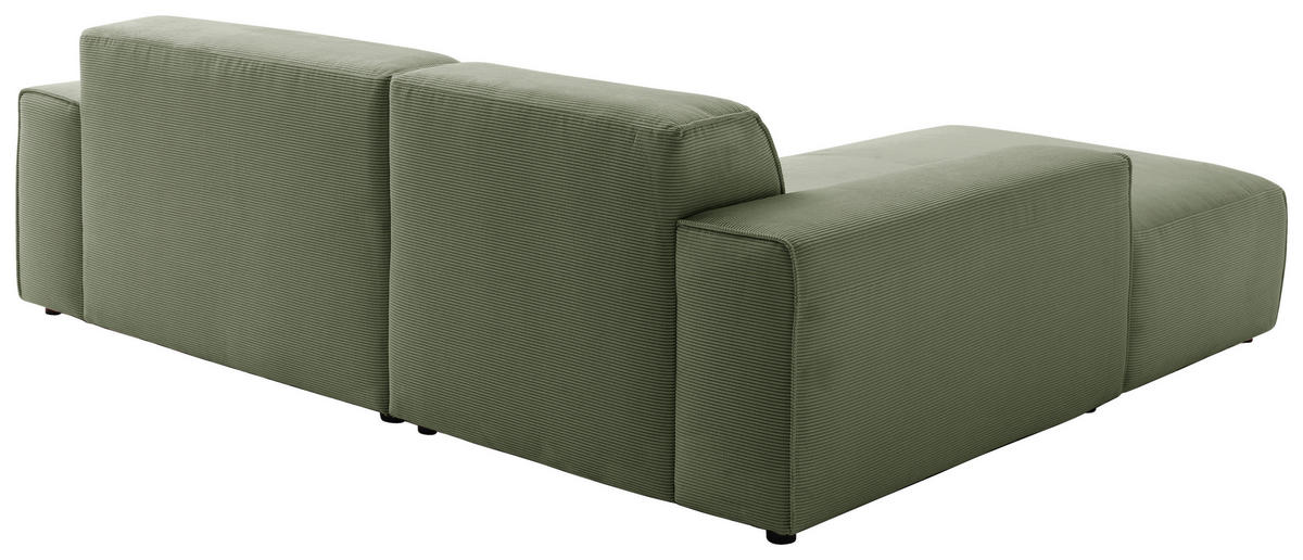 ECKSOFA in Cord Olivgrün  - Schwarz/Olivgrün, Design, Kunststoff/Textil (189/230cm) - Pure Home Lifestyle