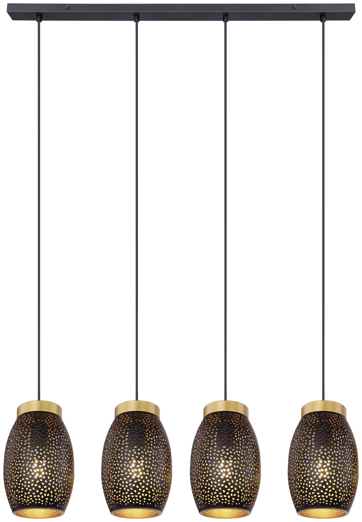 HÄNGELEUCHTE Narri 90/15/120 cm   - Goldfarben/Schwarz, Basics, Metall (90/15/120cm) - Globo