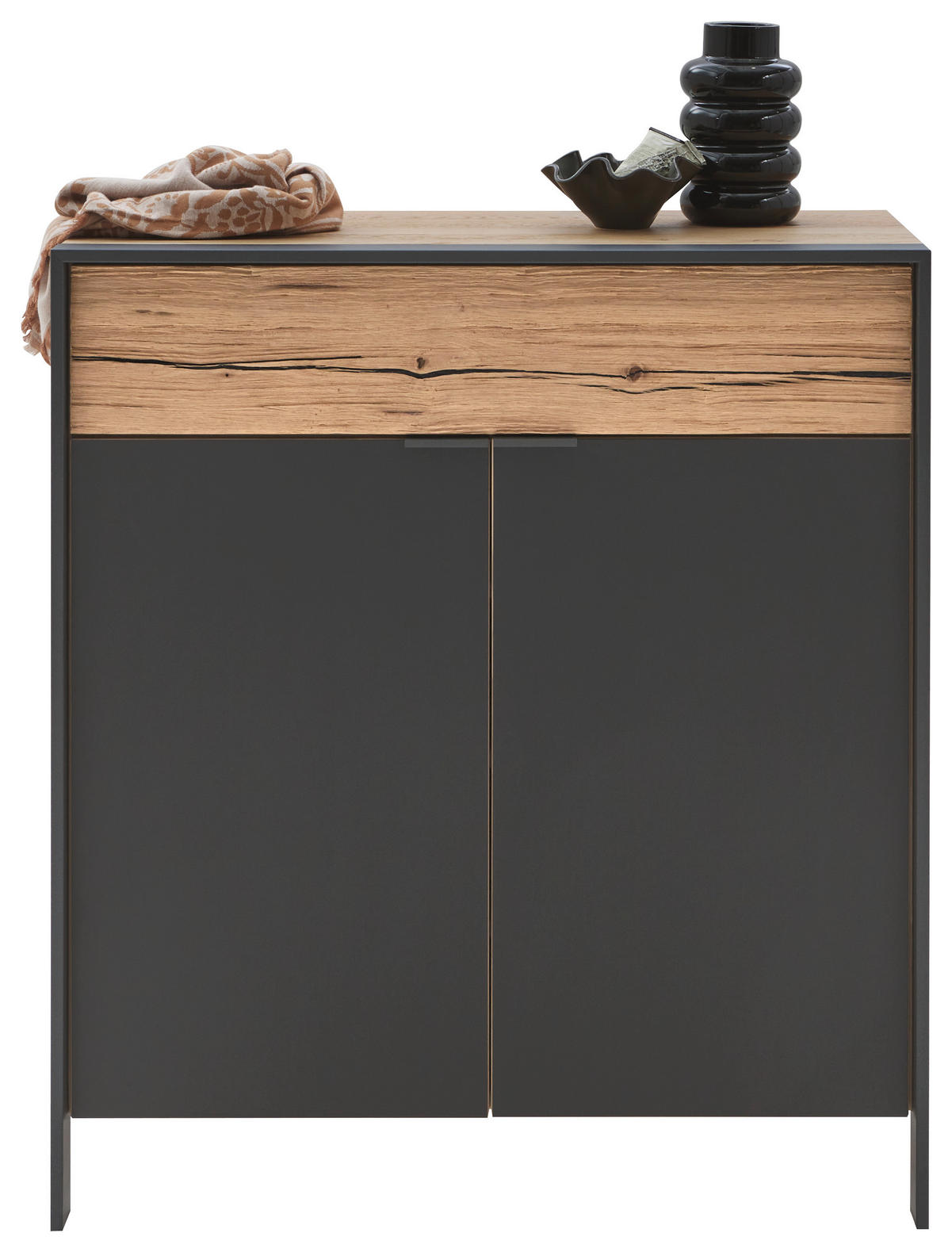 SCHUHSCHRANK 99/110,8/44,6 cm  - Eichefarben/Graphitfarben, Natur, Glas/Holz (99/110,8/44,6cm) - Valdera