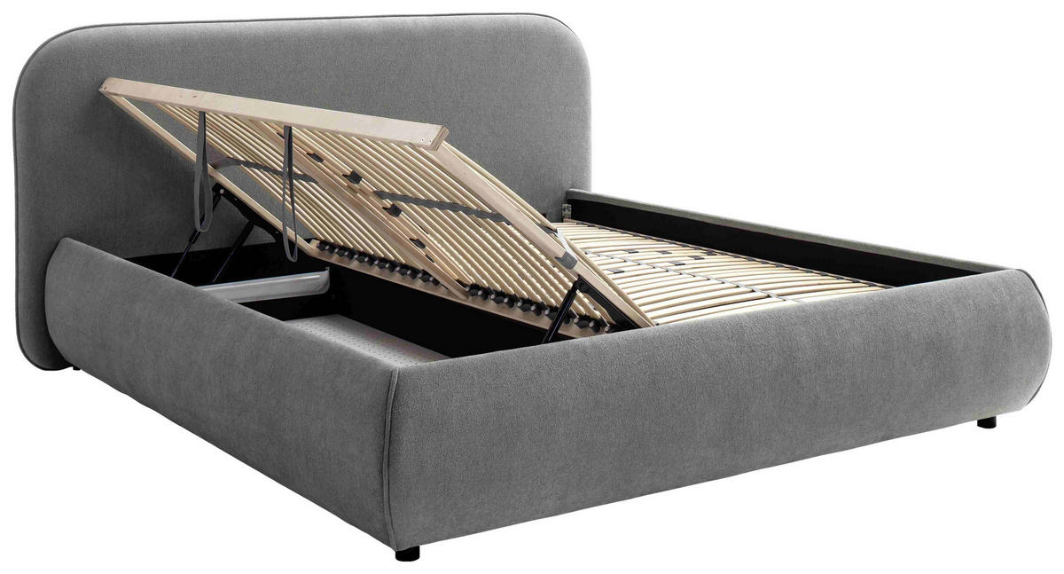 POLSTERBETT Lattenrost, Bettkasten Grau 180/200 cm  - Birkefarben/Buchefarben, Design, Holz/Textil (180/200cm) - Schöner Wohnen