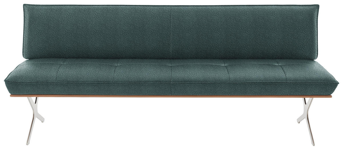 SITZBANK in Holz, Textil Nussbaumfarben, Nickelfarben, Petrol  - Edelstahlfarben/Nussbaumfarben, Design, Holz/Textil (194/88/66cm) - Koinor