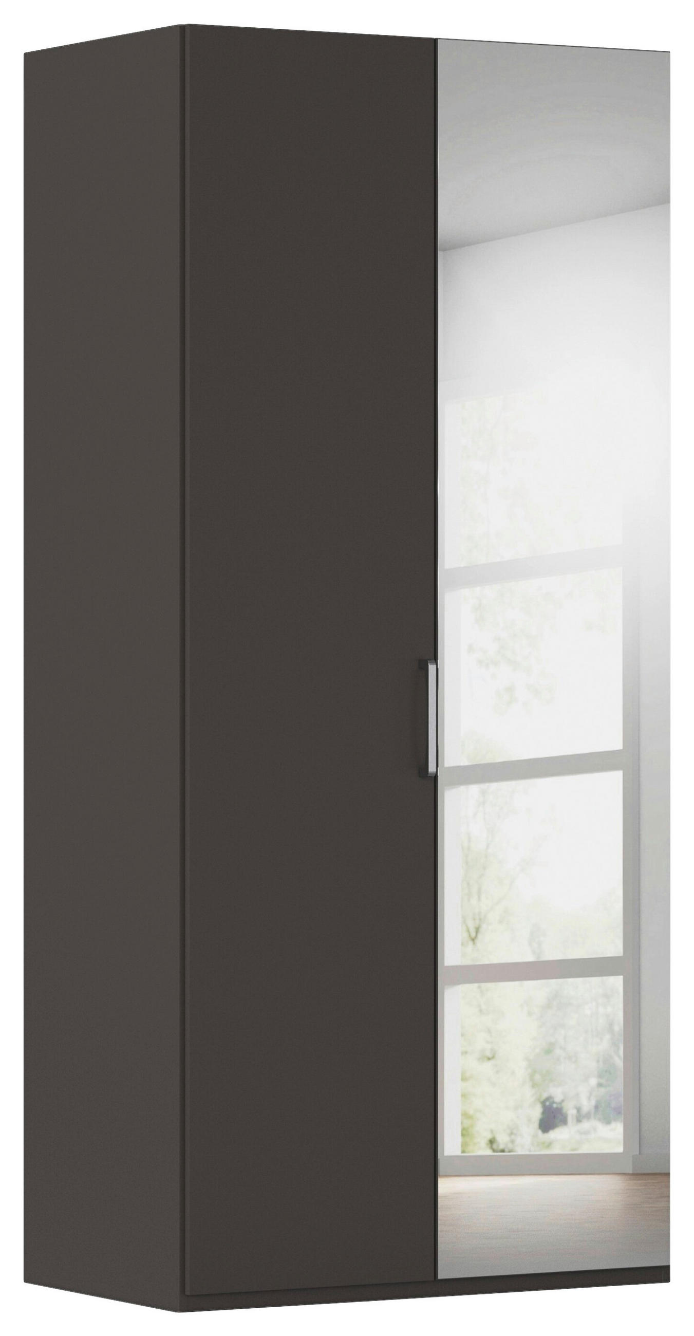 DREHTÜRENSCHRANK 101/223/61 cm,  in Graphitfarben, 2-türig  - Chromfarben/Edelstahlfarben, Basics, Glas/Holzwerkstoff (101/223/61cm) - Novel