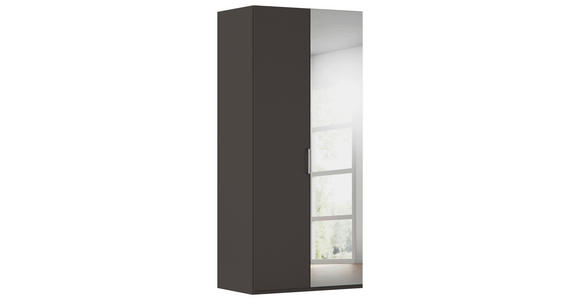 DREHTÜRENSCHRANK 101/223/61 cm,  in Graphitfarben, 2-türig  - Chromfarben/Edelstahlfarben, Basics, Glas/Holzwerkstoff (101/223/61cm) - Novel