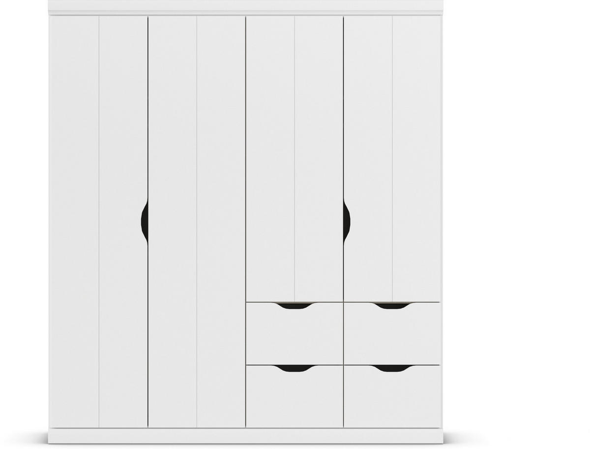 KLEIDERSCHRANK 181/203/56 cm 4-türig Weiß  - Weiß, Basics, Holzwerkstoff (181/203/56cm) - Rauch Möbel
