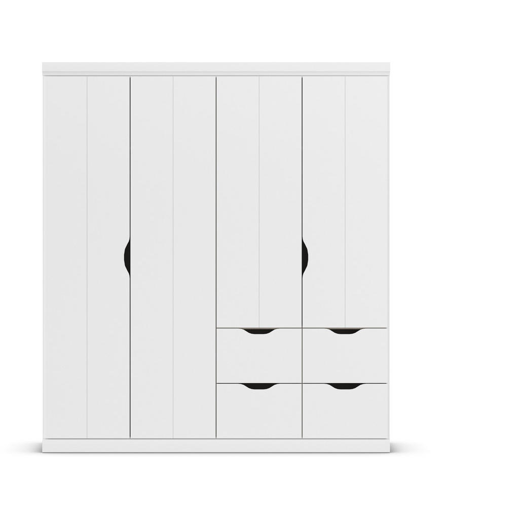 Thumbnail - Rauch Möbel Kleiderschrank, Weiß, Holzwerkstoff, 4 Fächer, 4 Schubladen, 181x203x56 cm, Blauer Engel, Goldenes M, Made i...