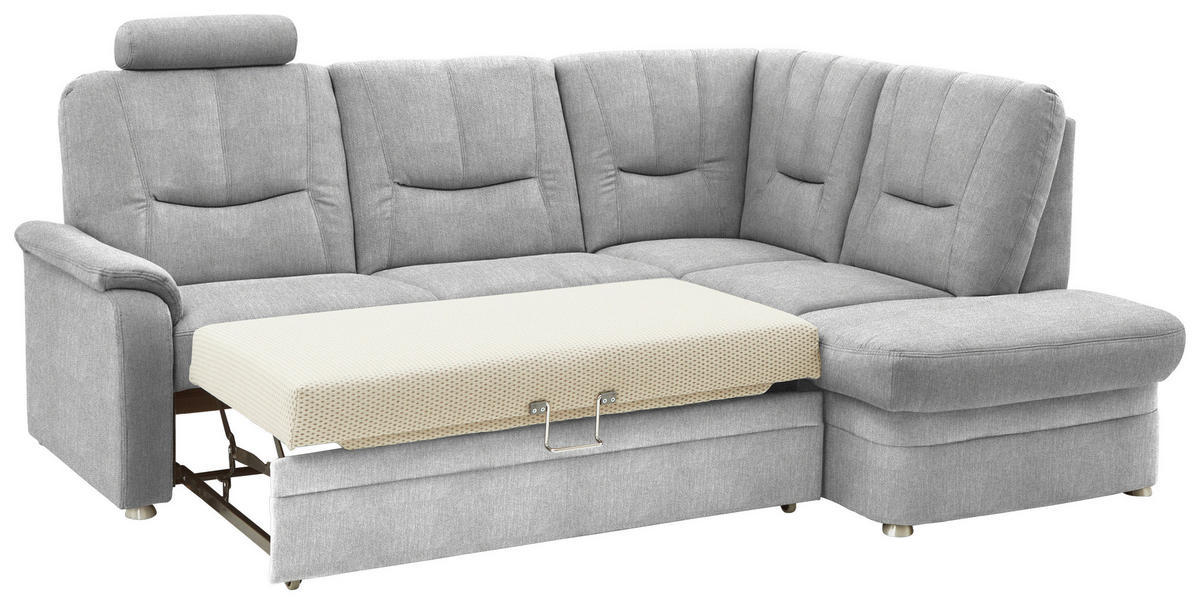 ECKSOFA  in Chenille Silberfarben  235/185 cm  - Silberfarben/Schwarz, KONVENTIONELL, Kunststoff/Textil (235/185cm) - Beldomo Comfort
