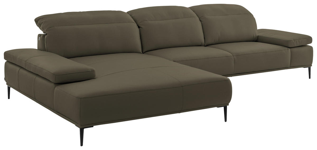 ECKSOFA  in Echtleder Braun  206/322 cm  - Schwarz/Braun, MODERN, Leder/Metall (206/322cm) - Chilliano