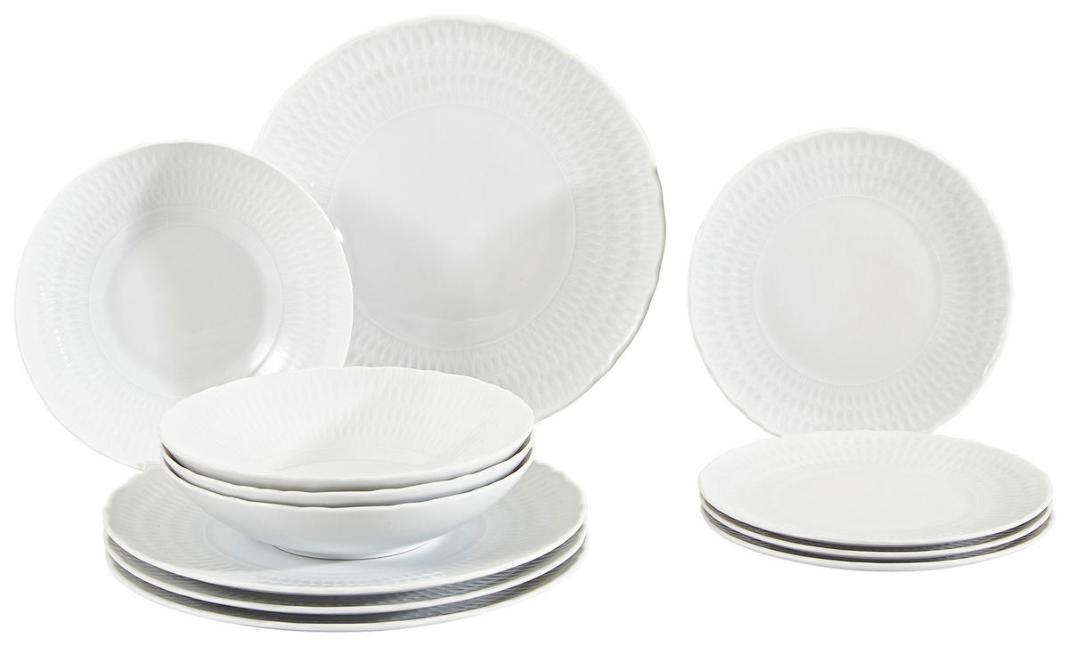JÍDELNÍ SOUPRAVA, porcelán - bílá, Trend, keramika (36,5/36,5/34,5cm) - Creatable