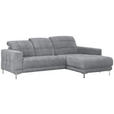 ECKSOFA in Webstoff Grau  260/187 cm  - Chromfarben/Grau, Design, Textil/Metall (260/187cm) - Xora