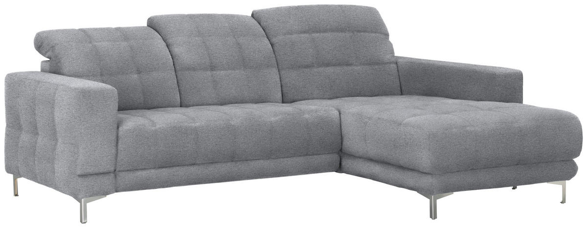 ECKSOFA in Webstoff Grau  - Chromfarben/Grau, Design, Textil/Metall (260/187cm) - Xora