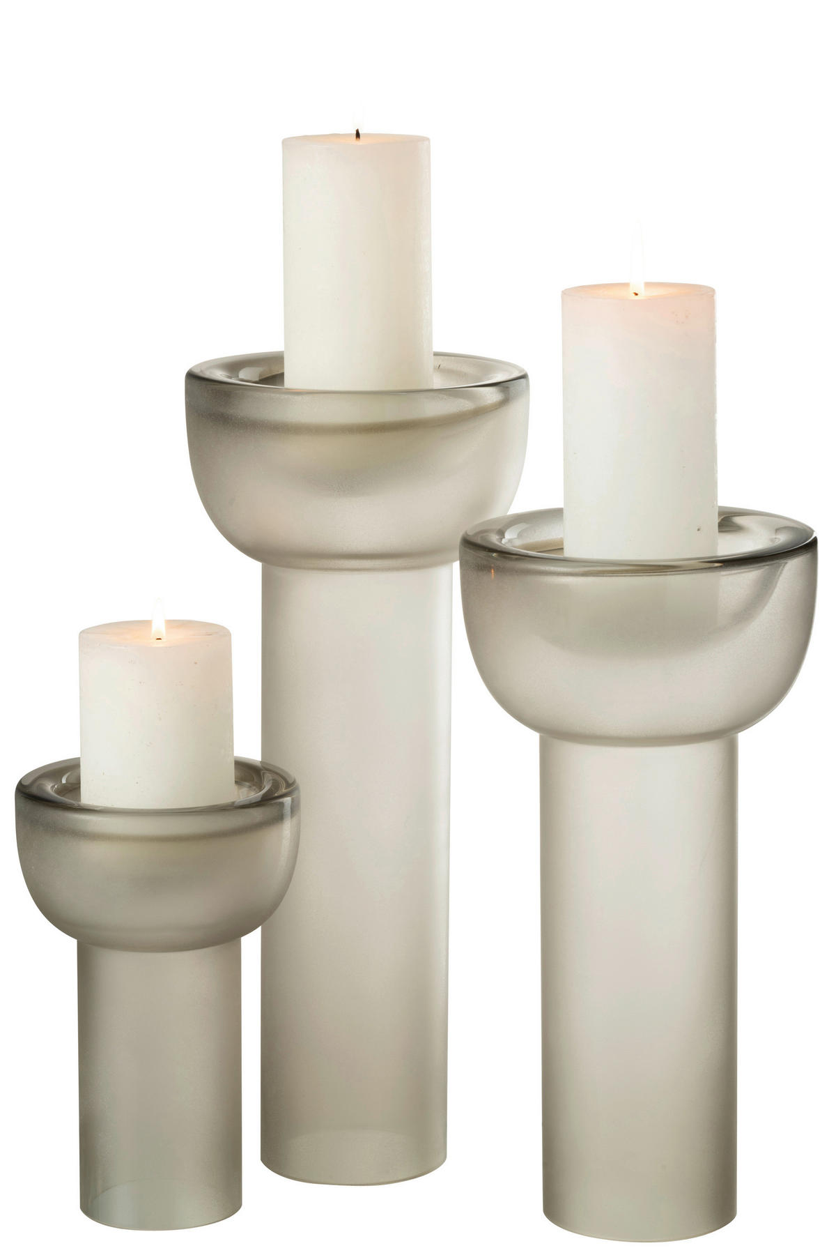 VASE  - Greige, Natur, Glas (16/16/38cm) - Ambia Home