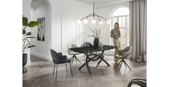 ARMLEHNSTUHL  in Echtleder pigmentiert  - Anthrazit/Grau, Design, Leder (57/84/44,5cm) - Belluti