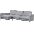 ECKSOFA Grau Chenille Rückenkissen, Rücken echt  - Silberfarben/Grau, KONVENTIONELL, Textil/Metall (143/284cm) - Carryhome