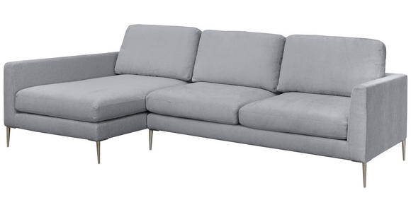 ECKSOFA Grau Chenille Rückenkissen, Rücken echt  - Silberfarben/Grau, KONVENTIONELL, Textil/Metall (143/284cm) - Carryhome