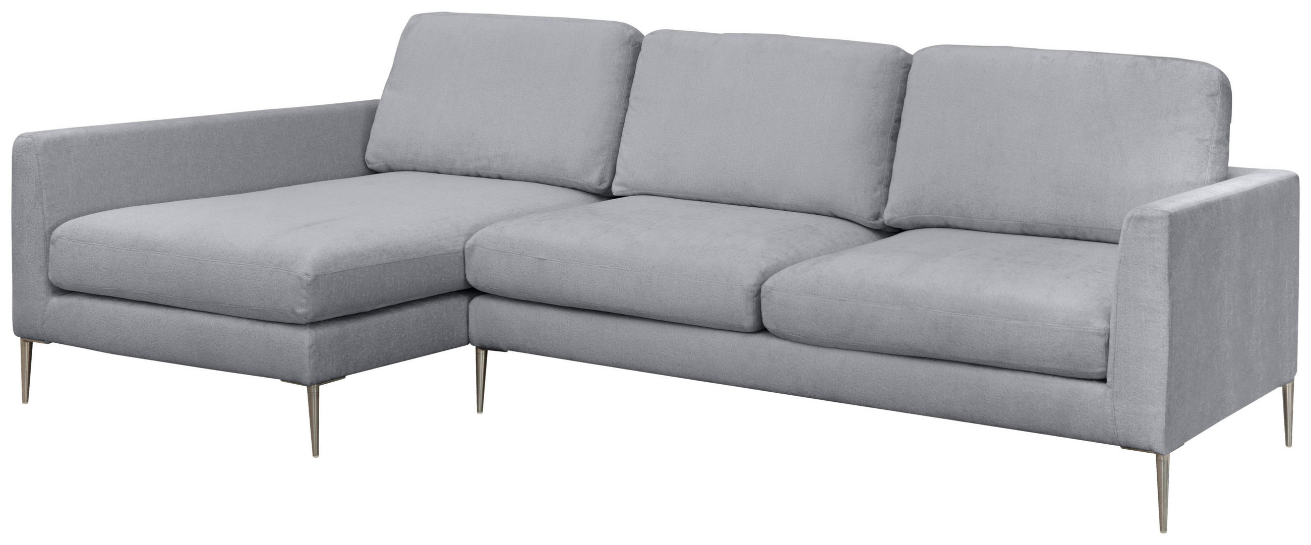 ECKSOFA Grau Chenille  - Silberfarben/Grau, KONVENTIONELL, Textil/Metall (143/284cm) - Carryhome