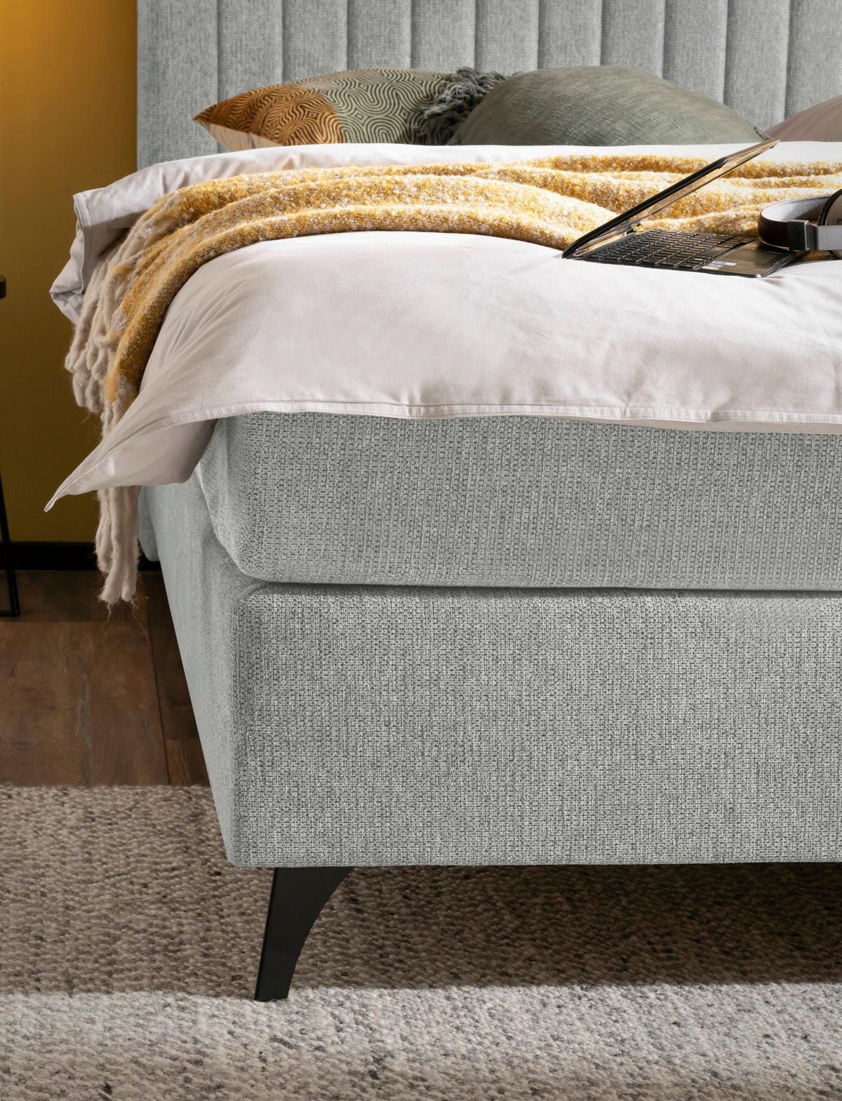 BOXSPRINGBETT 180/200 cm  in Grau  - Schwarz/Grau, Basics, Textil/Metall (180/200cm) - Boxxx