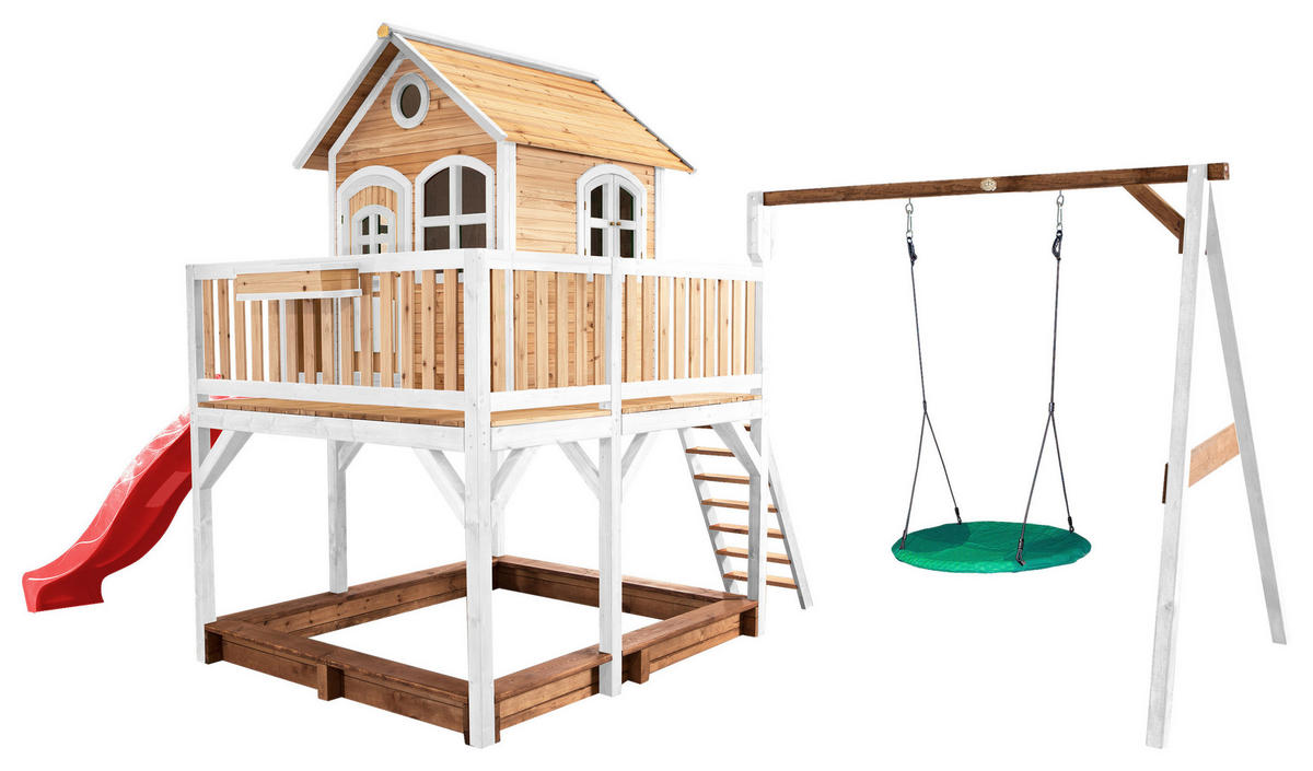 SPIELTURM 613/291/277 cm  - Rot/Braun, KONVENTIONELL, Holz (613/291/277cm) - Ambia Garden