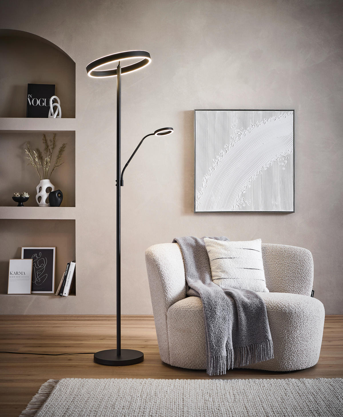 LED-STEHLEUCHTE - Schwarz, Design, Metall (40/180cm) - Trio Leuchten