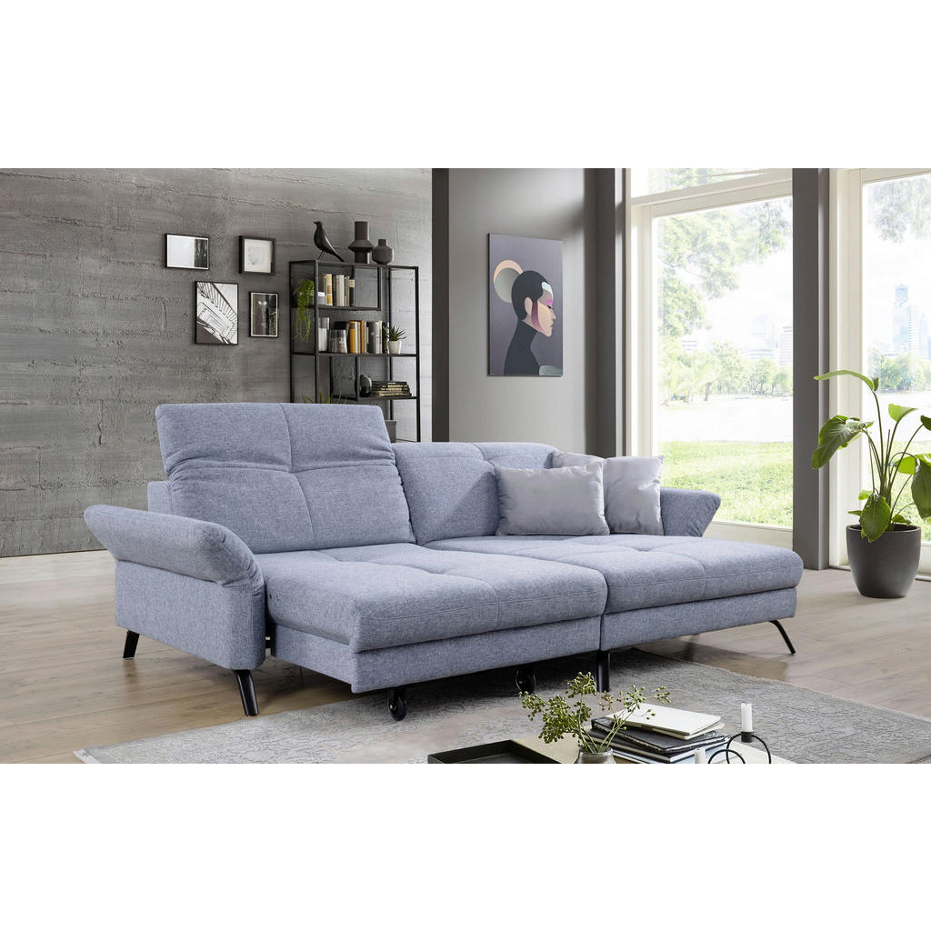 Thumbnail - SetOne by Musterring Ecksofa, Blau, Textil, 3-Sitzer, Ottomane rechts, L-Form, 262x170 cm, Fußauswahl, Lederauswahl, Sto...