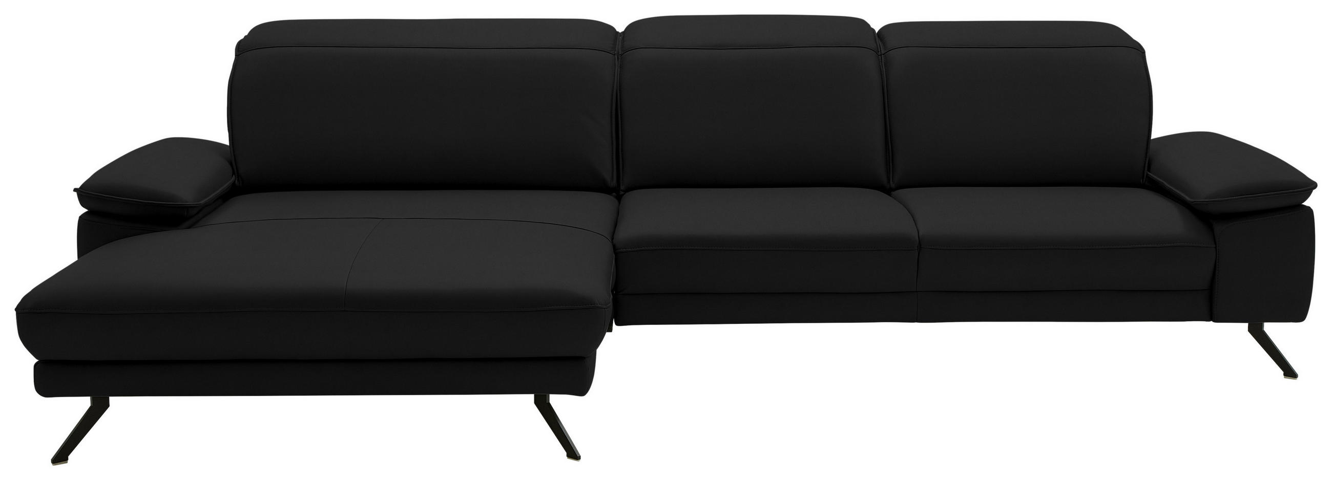 ECKSOFA in Echtleder Schwarz  - Schwarz, Design, Leder/Metall (193/332cm) - Dieter Knoll